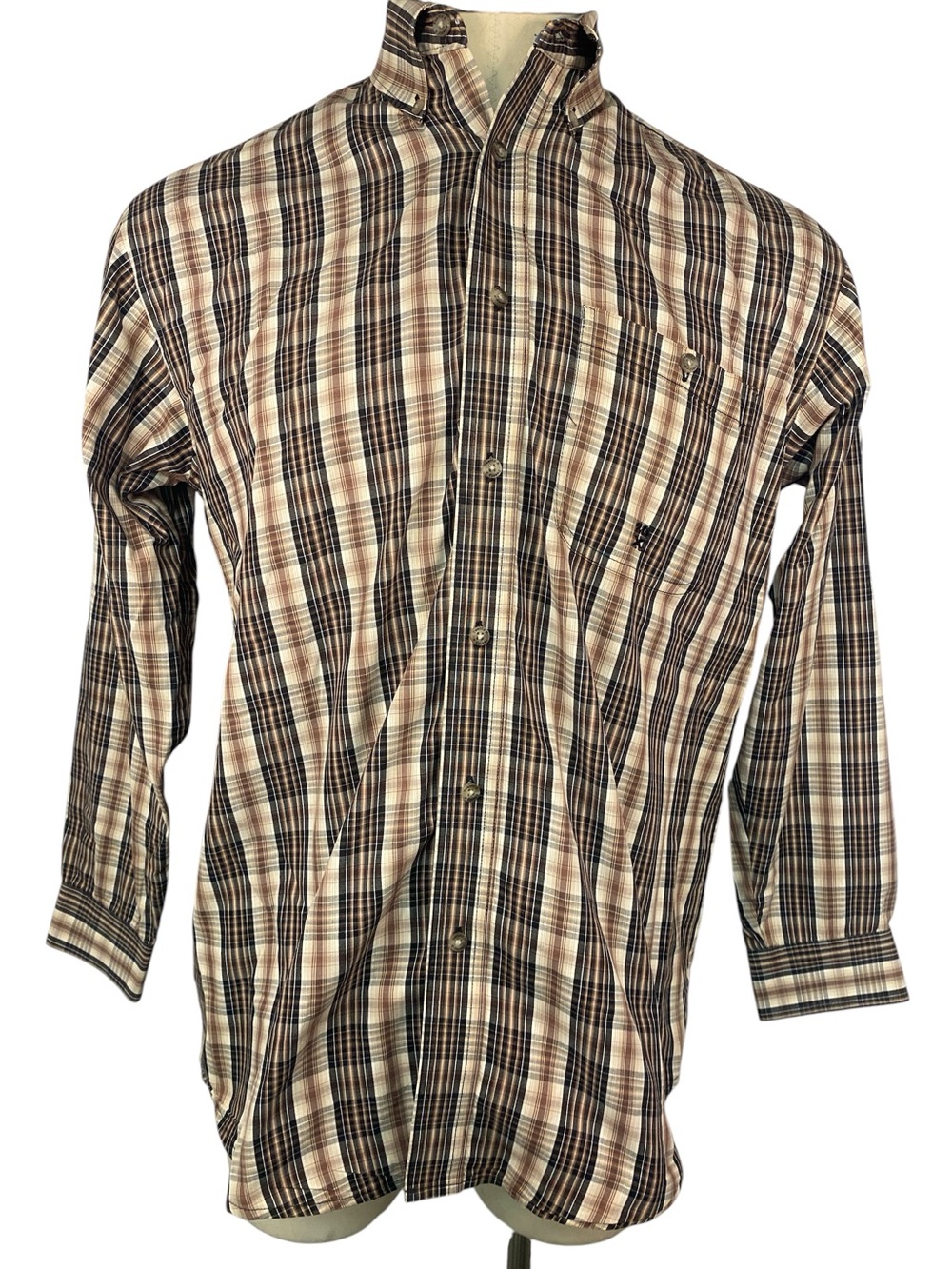 Twenty X Black and Tan Plaid Button-Down Shirt Men’s Medium